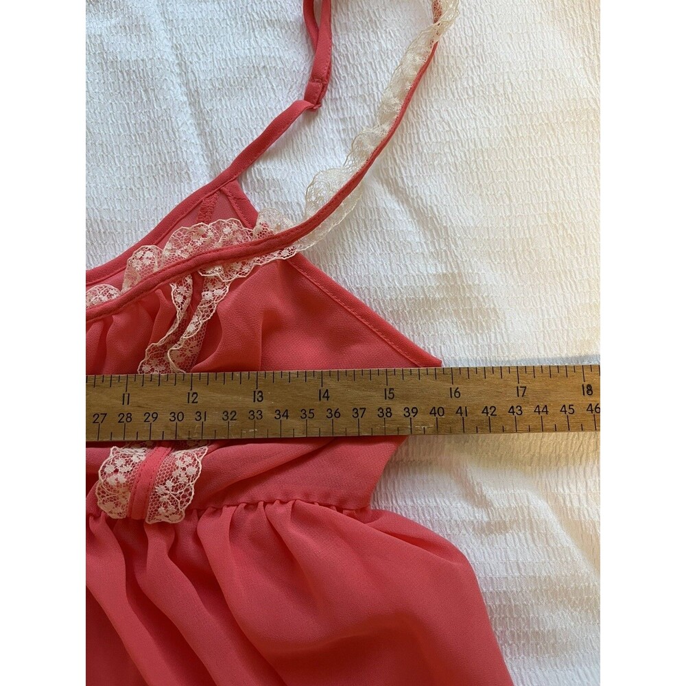Victoria's Secret Babydoll Chamise Lingerie Y2K Sheer Size Medium Pink Coral - Picture 5 of 6